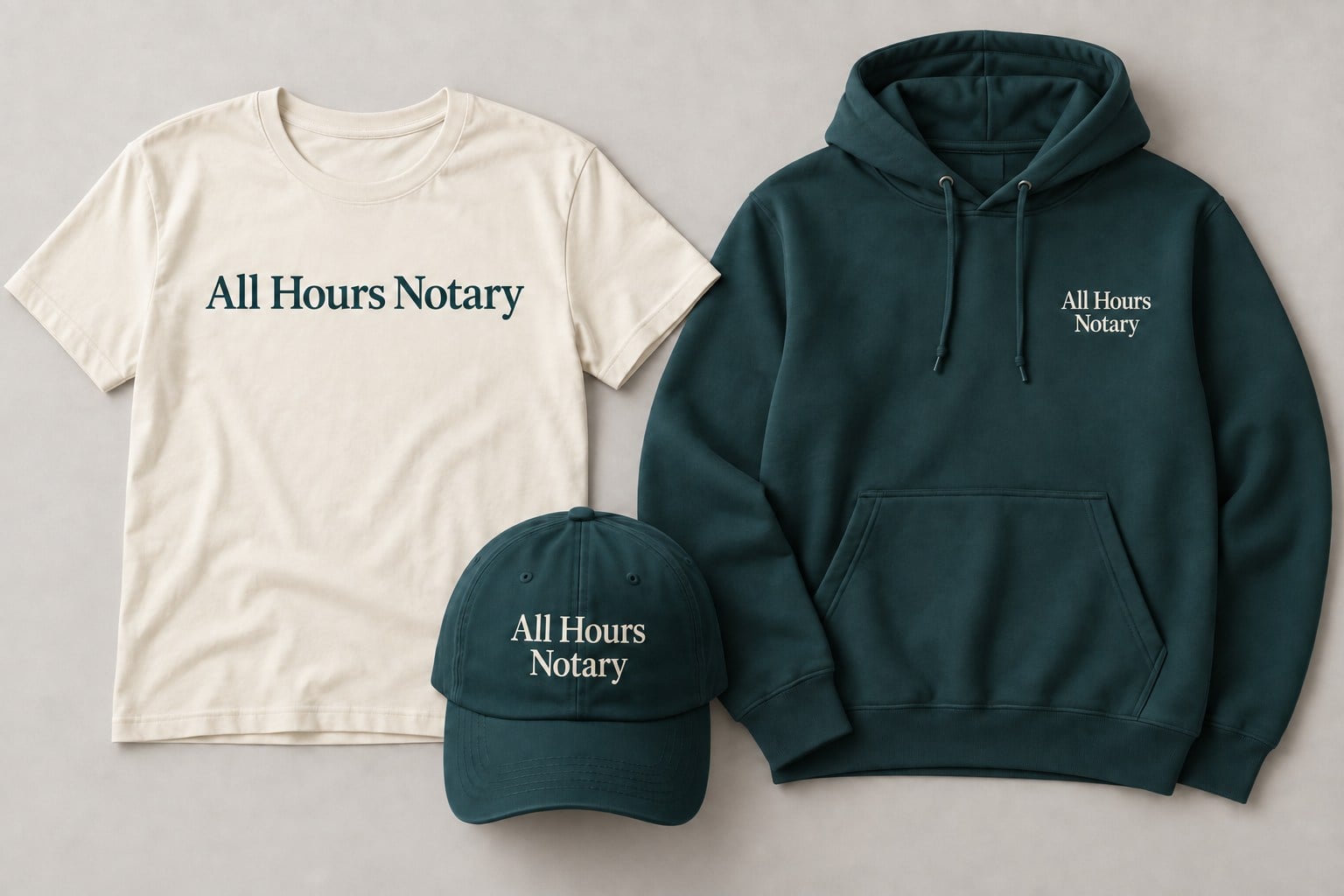 All Hours Notary shirt, cap and hoodie — explore NY Rush Shirts business apparel