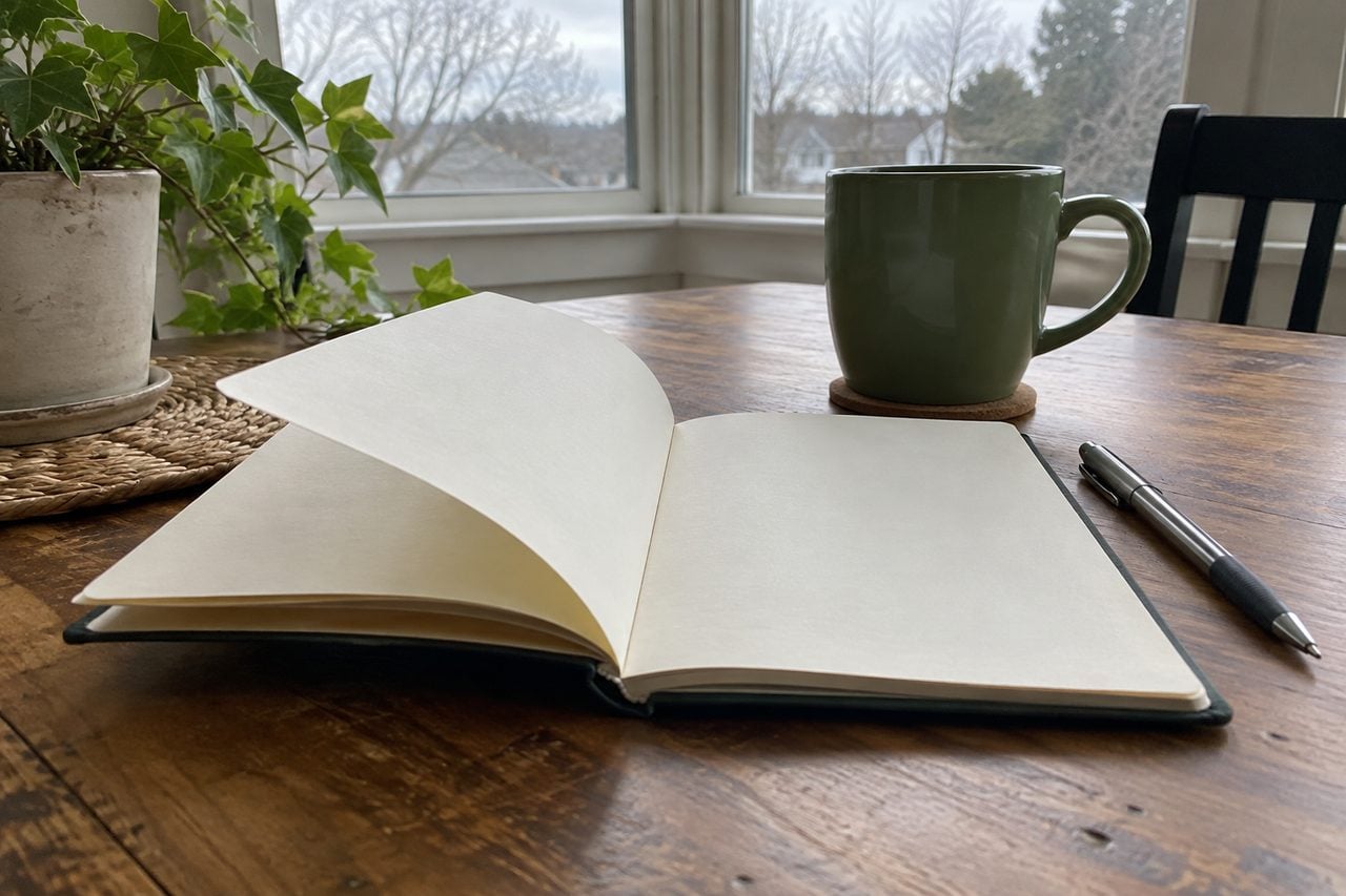 An open notebook and pen for appointment questions