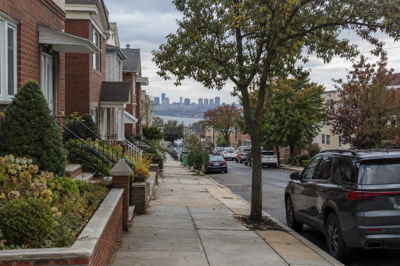 A sloping residential street inspired by North Bergen